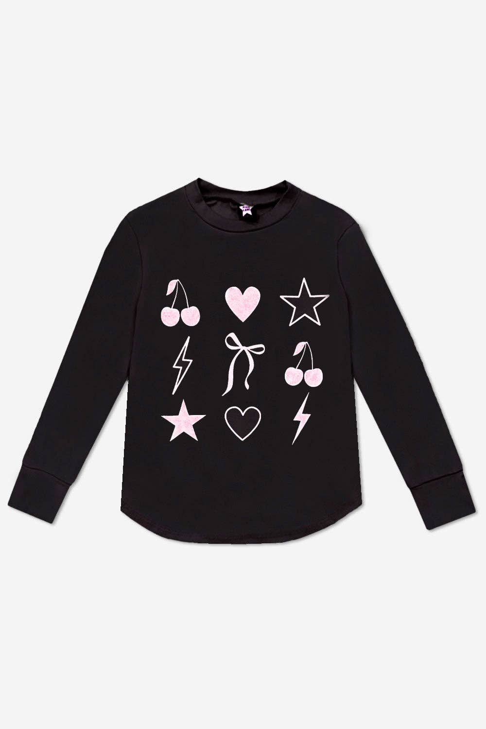 Modal Long Sleeve Shirttail Top in Black Rose Gold Glitter