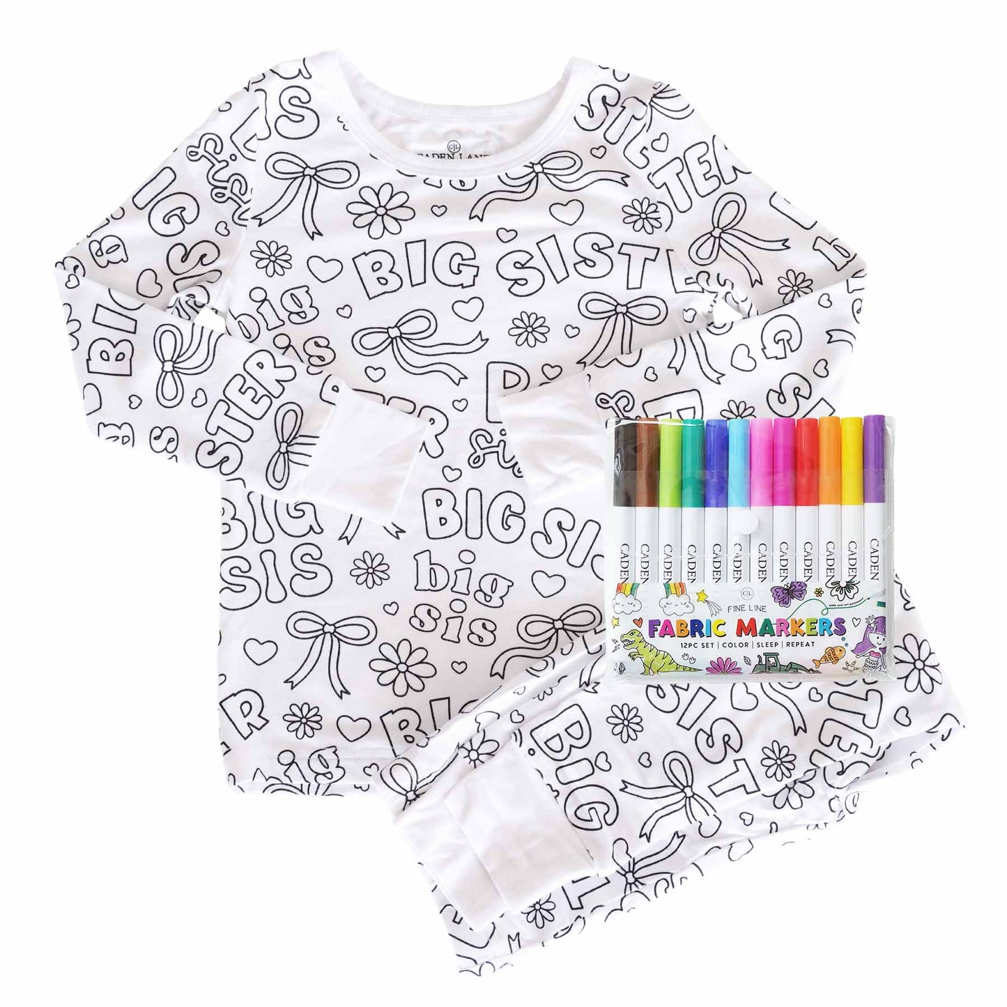 Colorable Big Sis Pajama Set