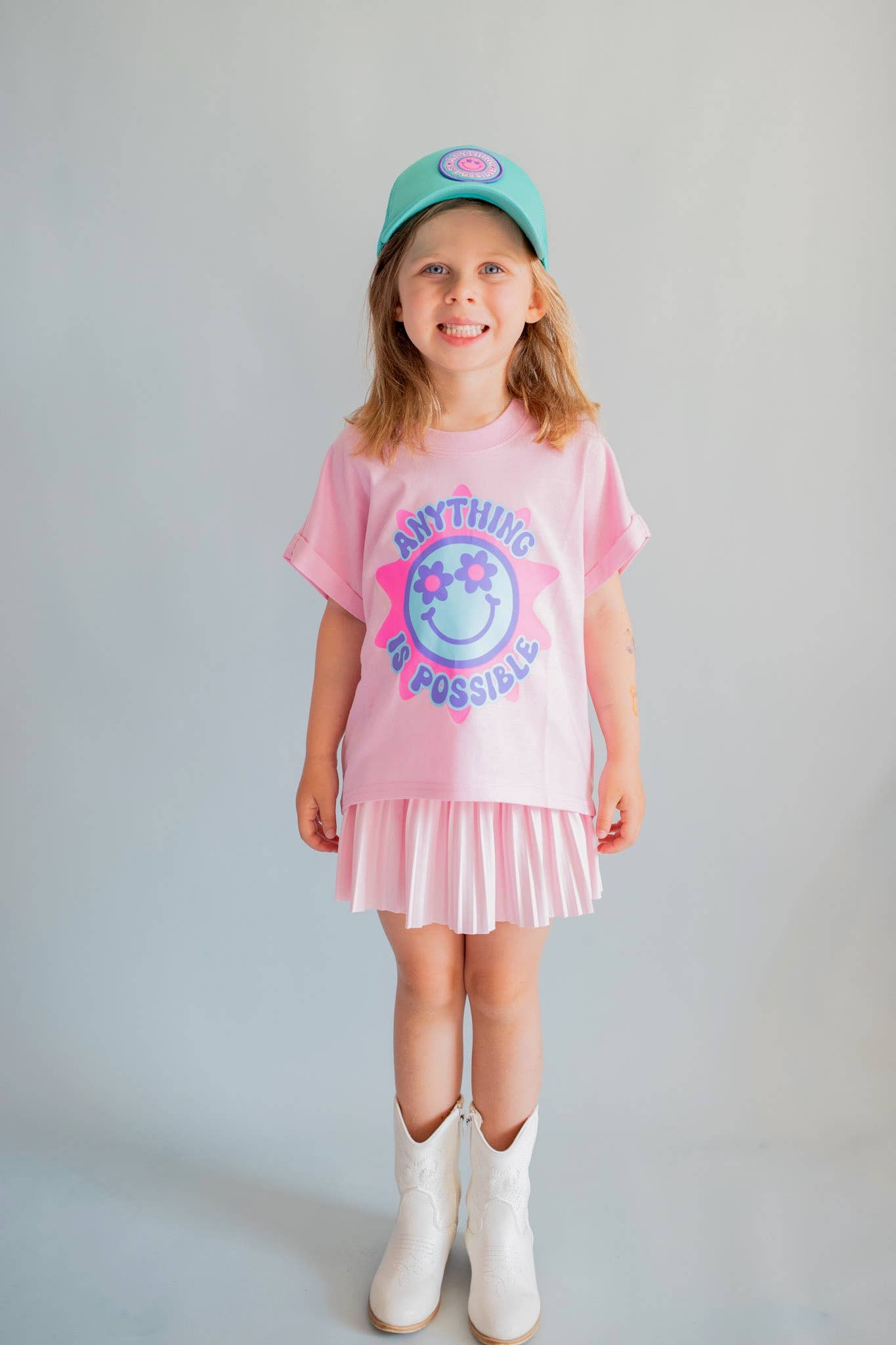 Anything is Possible Printed Tee in Bubble Gum