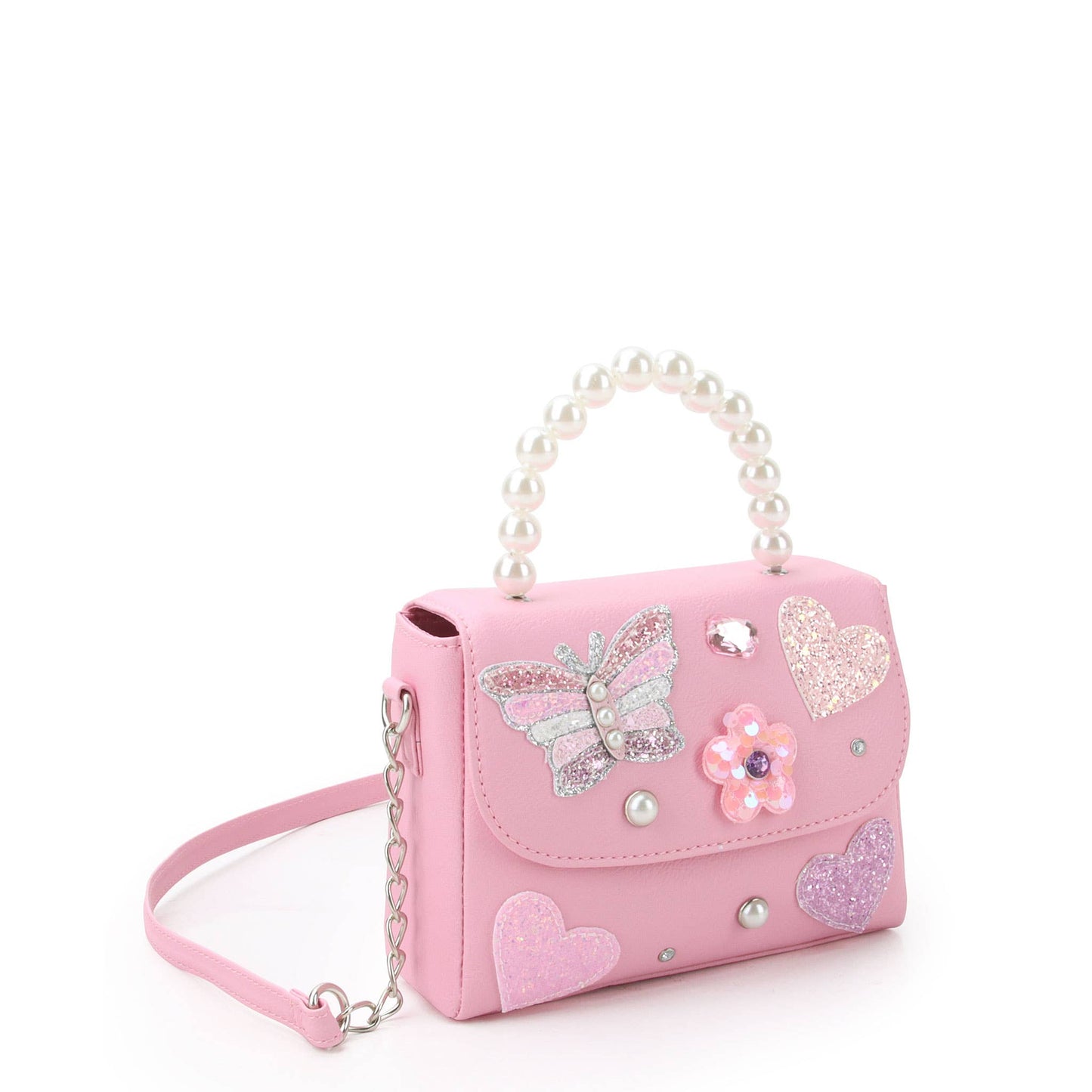 Butterfly Appliqué Top Handle Crossbody Bag
