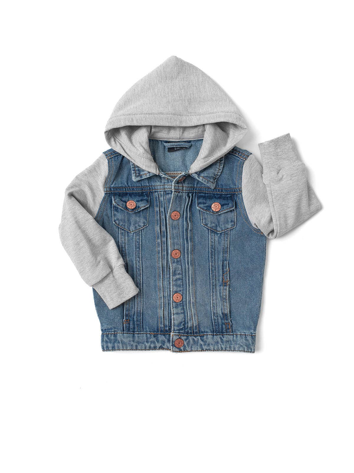 Grey Hooded Denim Jacket