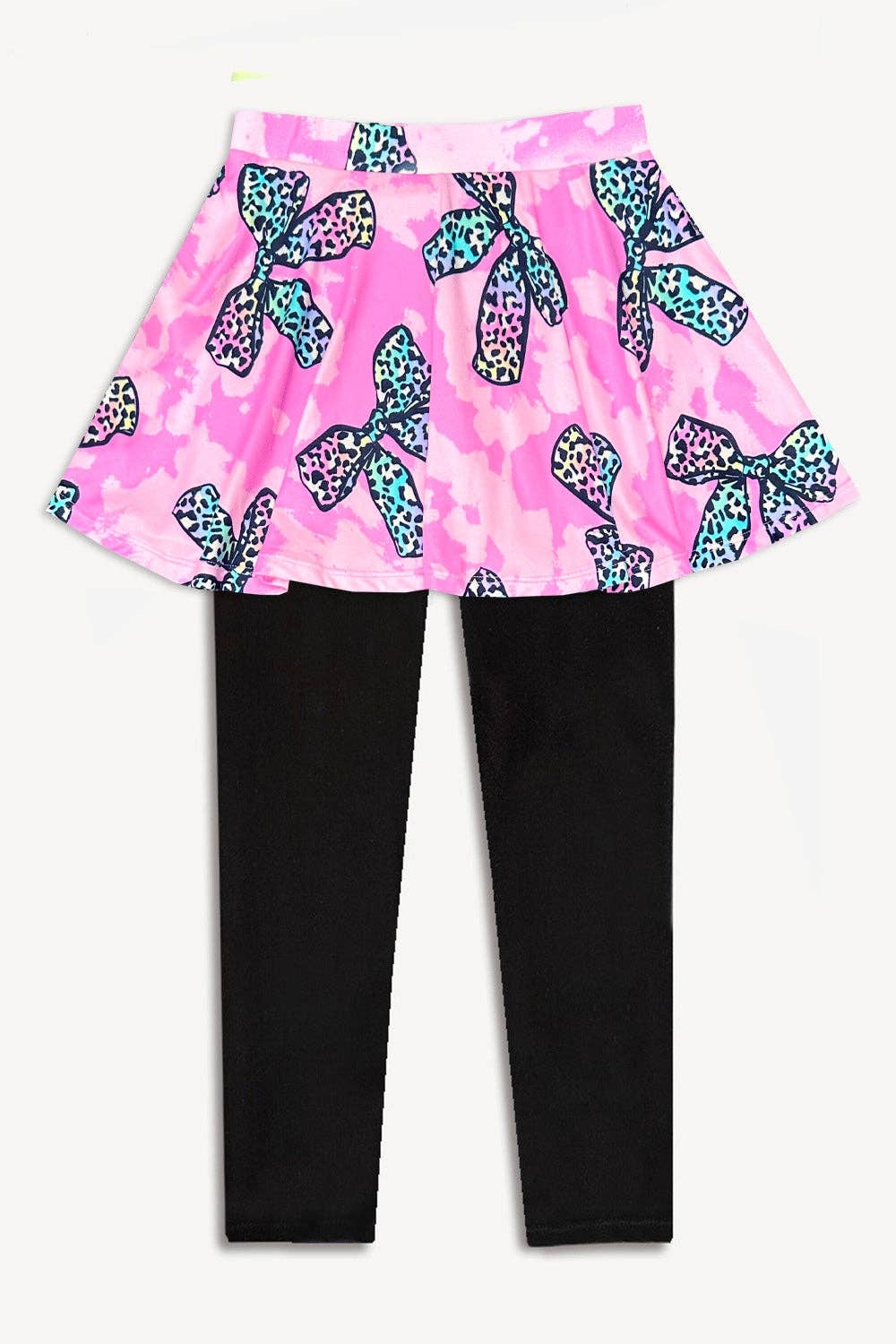Pink Rainbow Bow black Simply Soft Skater Legging