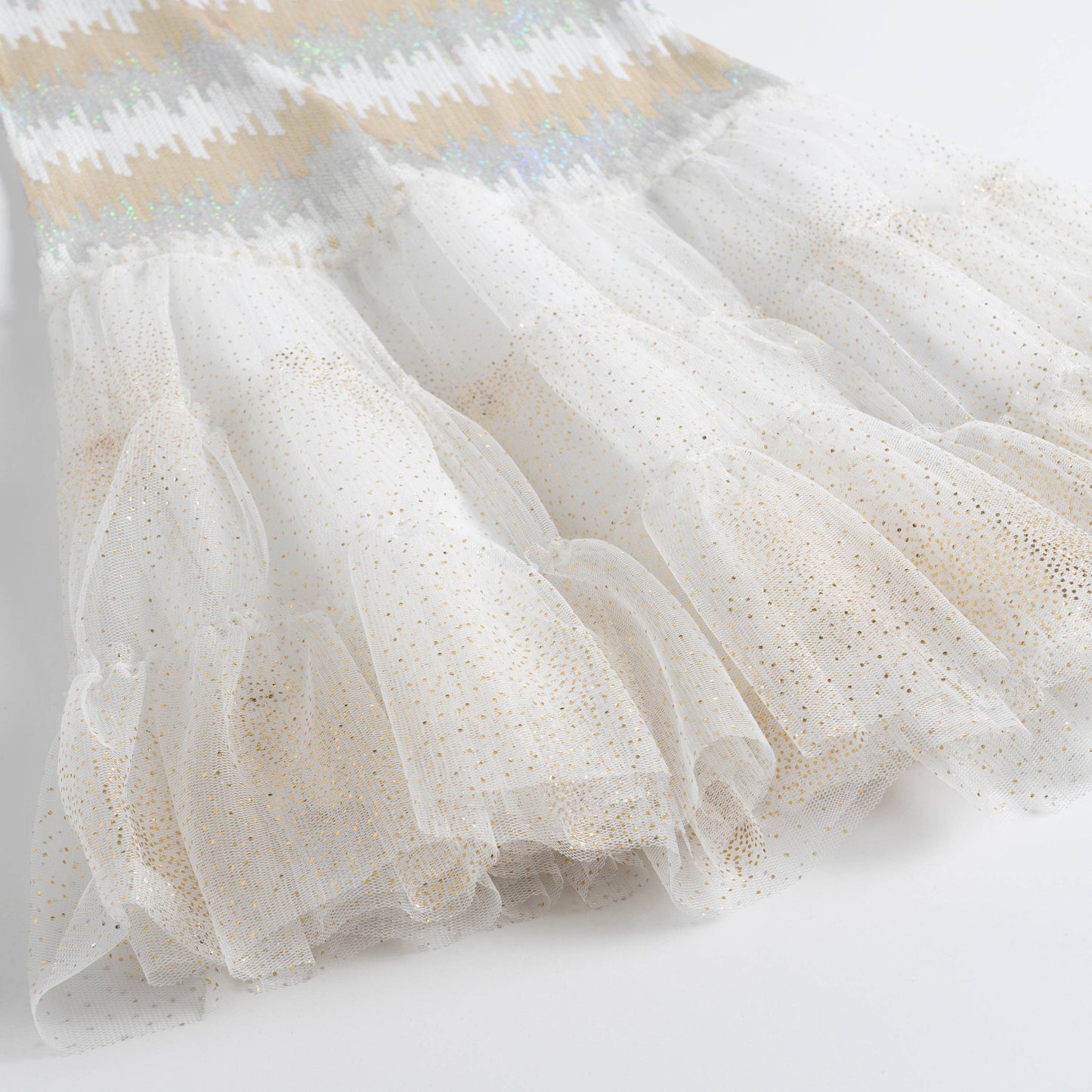 Gold + White Sequin Drop Waist Dress