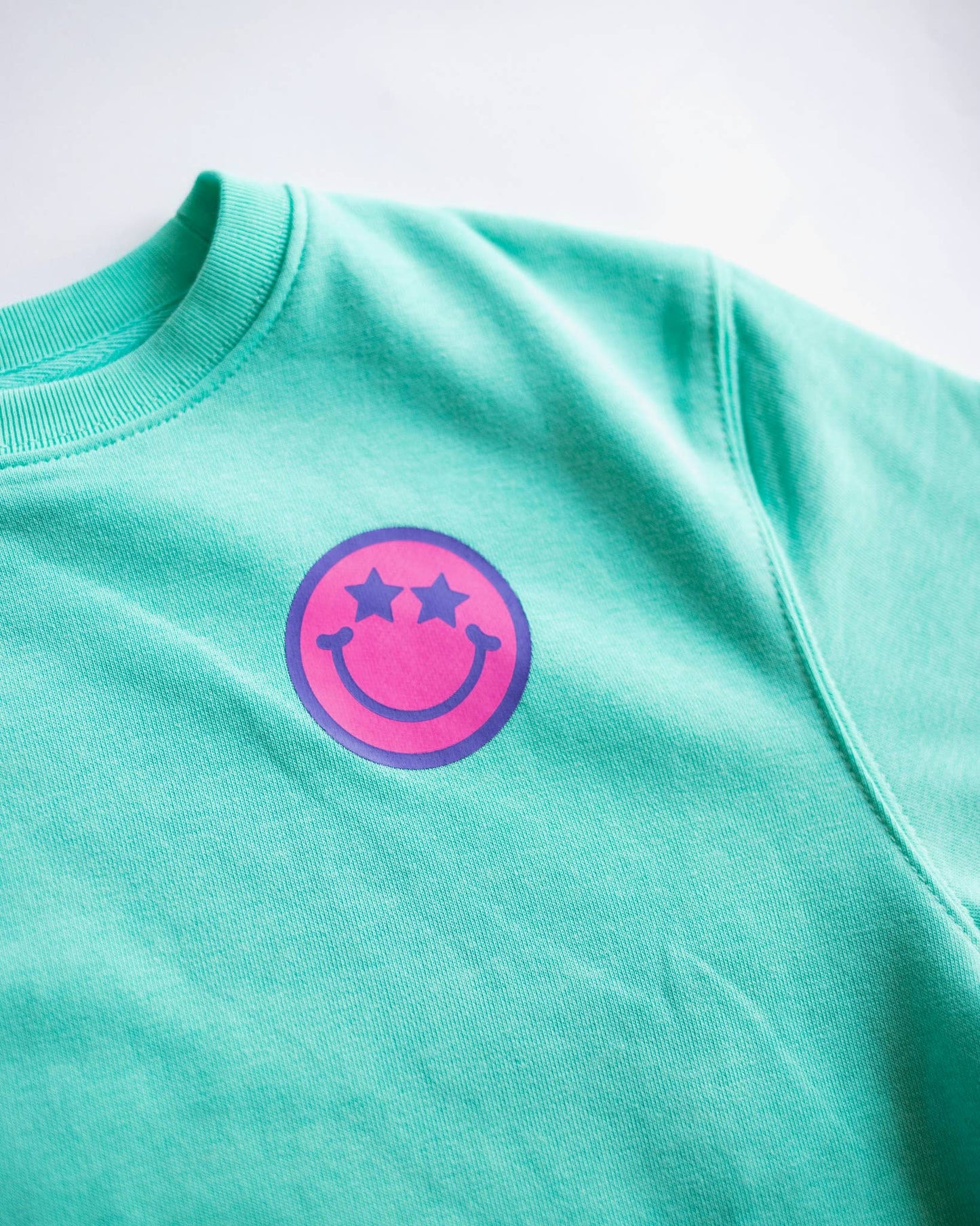 Anything is Possible Smiley Sweatshirt in Aqua