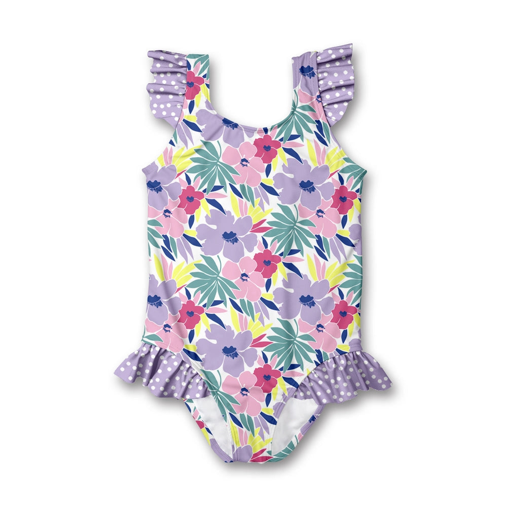 Orchid Petal Floral Ruffle One Piece