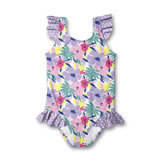 Orchid Petal Floral Ruffle One Piece
