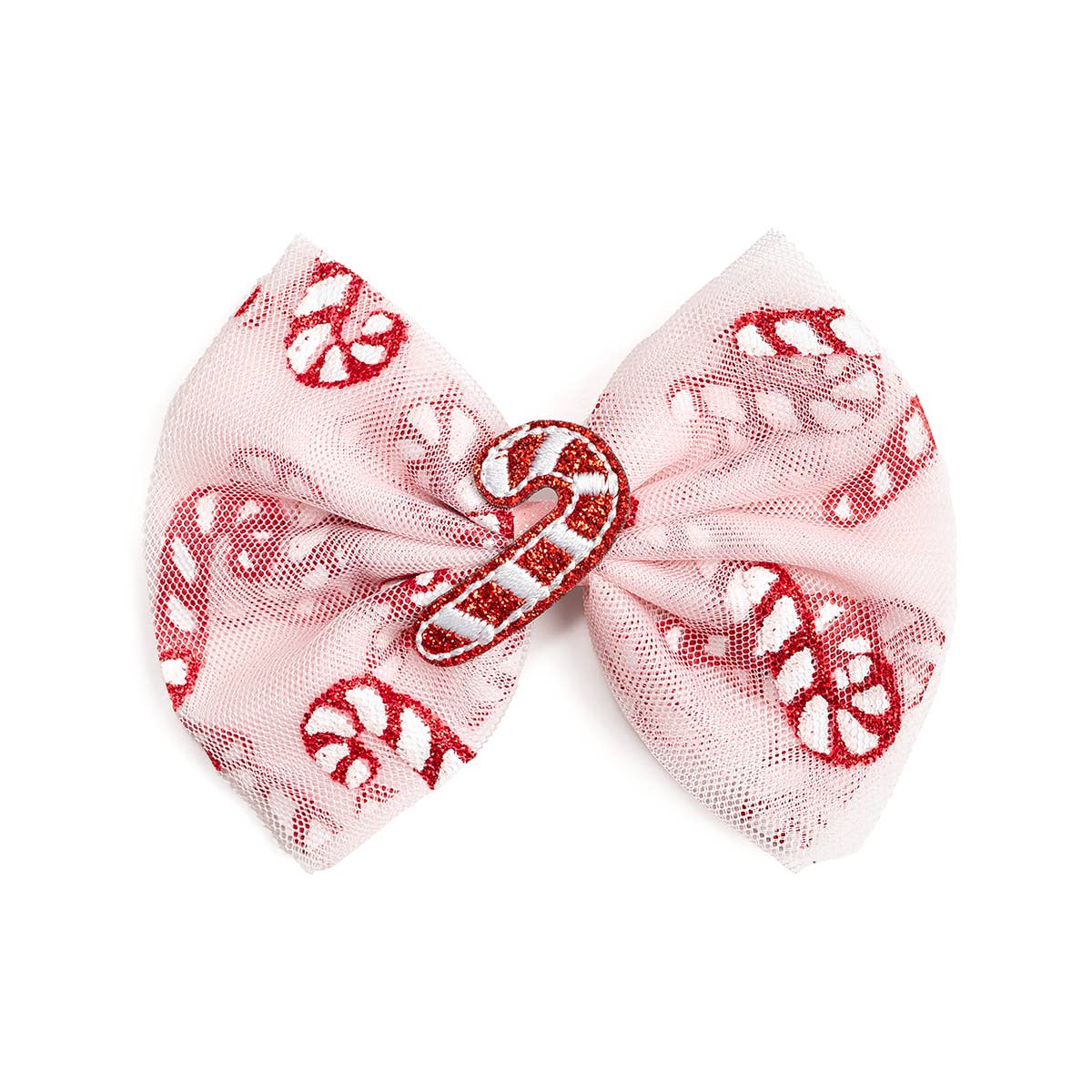 Candy Cane Confetti Tulle Bow Clip