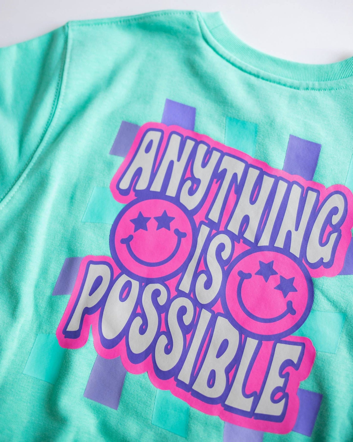 Anything is Possible Smiley Sweatshirt in Aqua