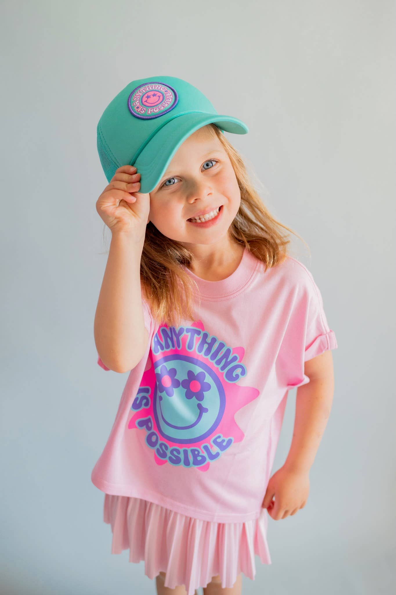 Anything is Possible Printed Tee in Bubble Gum