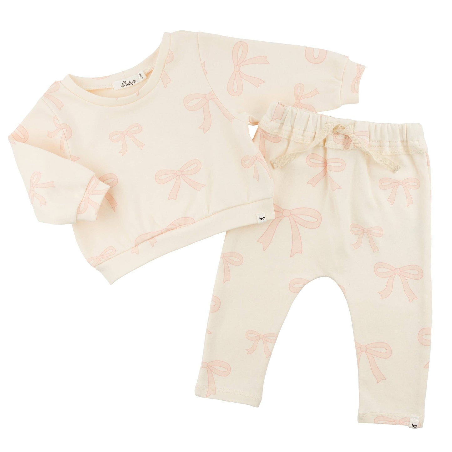Big Bows Brooklyn Boxy Jogger Set in Milk/Pink