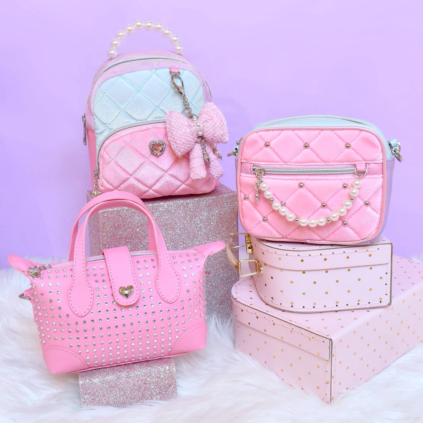 Velvet Quilted Micro Mini Backpack