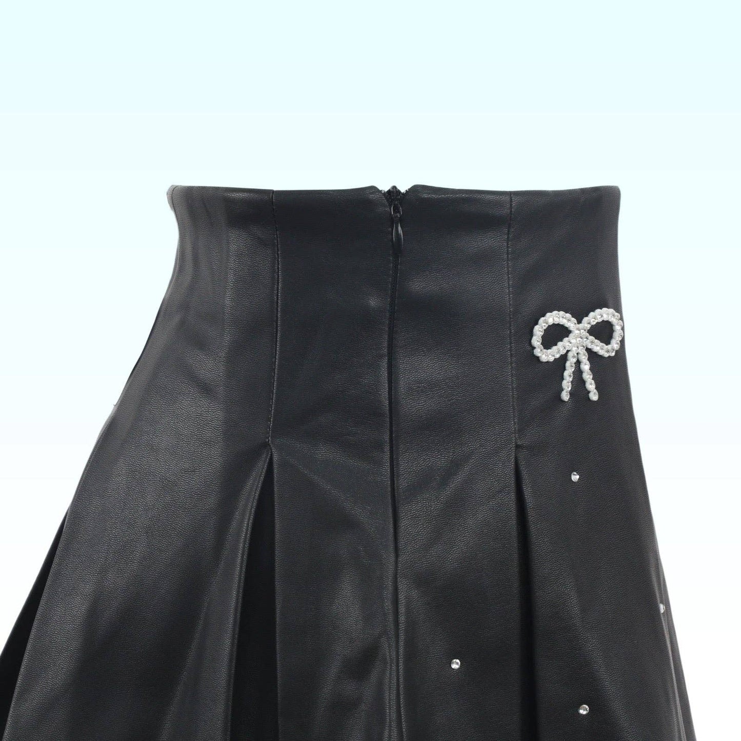 Vegan Leather Bow Gem Skirt