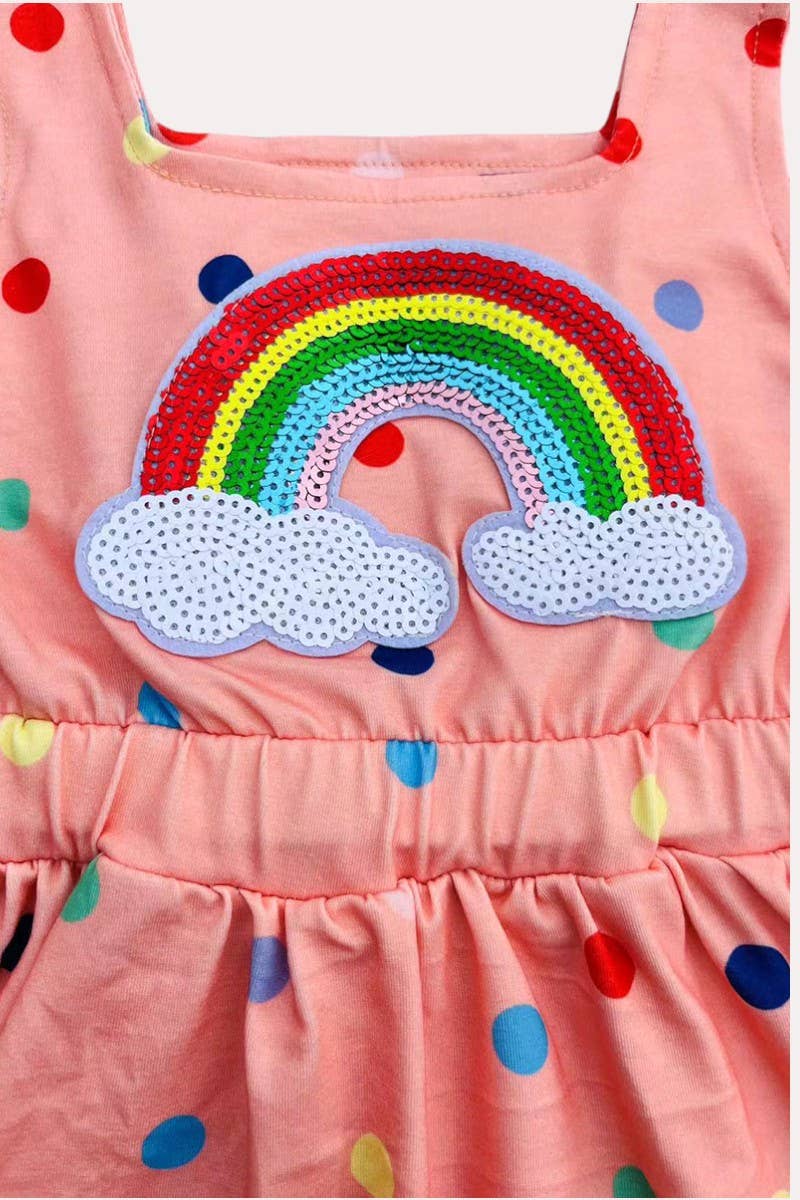 Sequin Rainbow Pink Polka Dot Dress