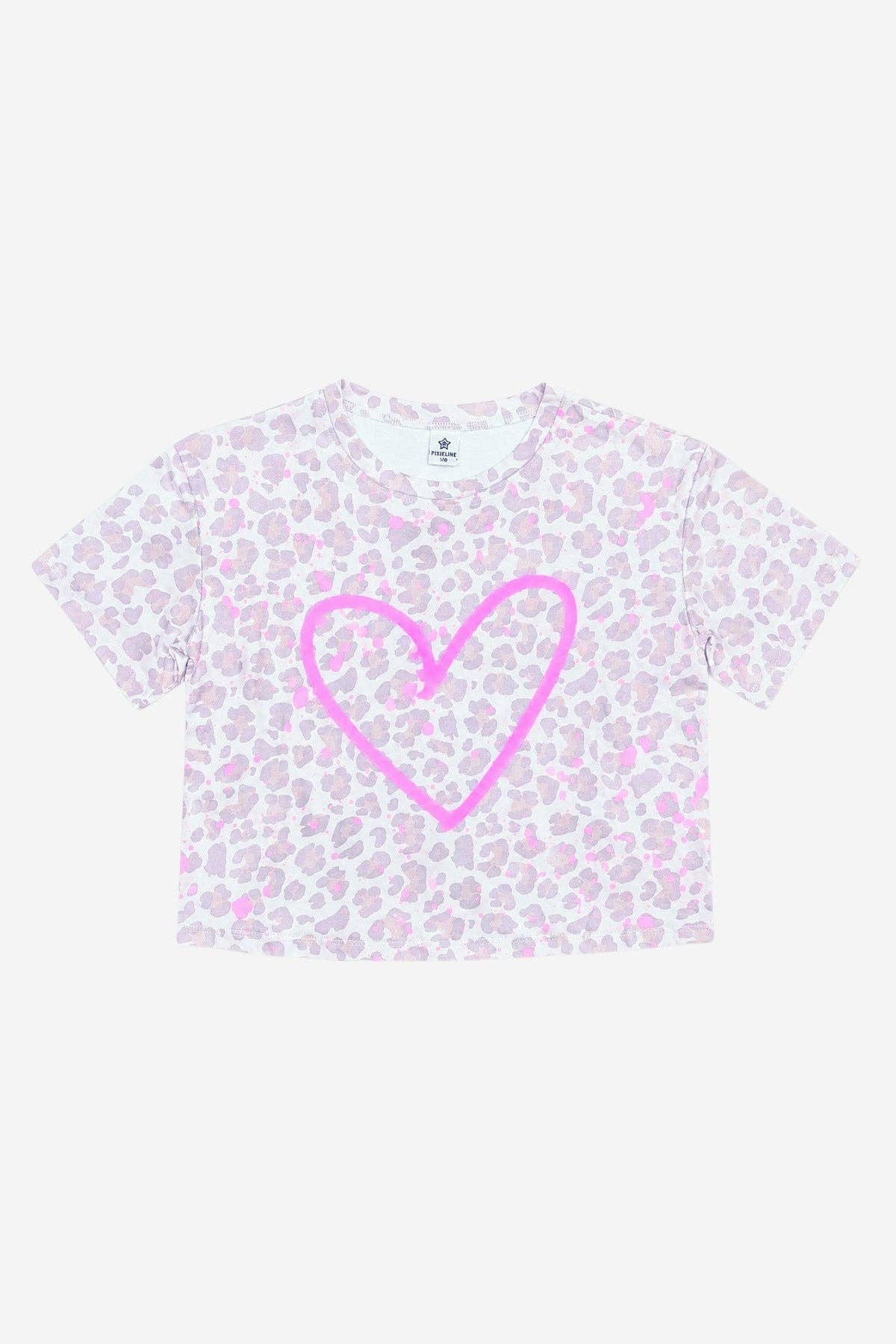 Grey Rainbow Heart Bolt Washed Cotton Drop Shoulder Tee