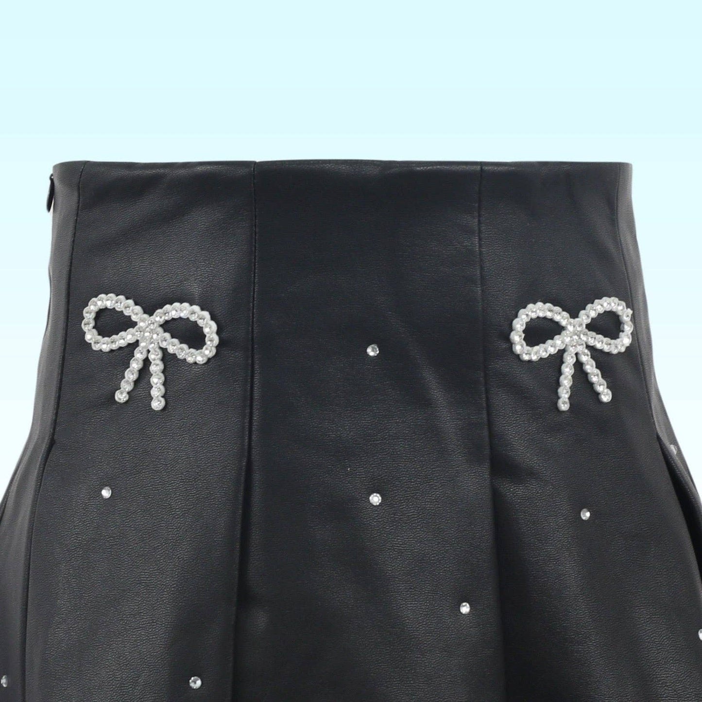 Vegan Leather Bow Gem Skirt