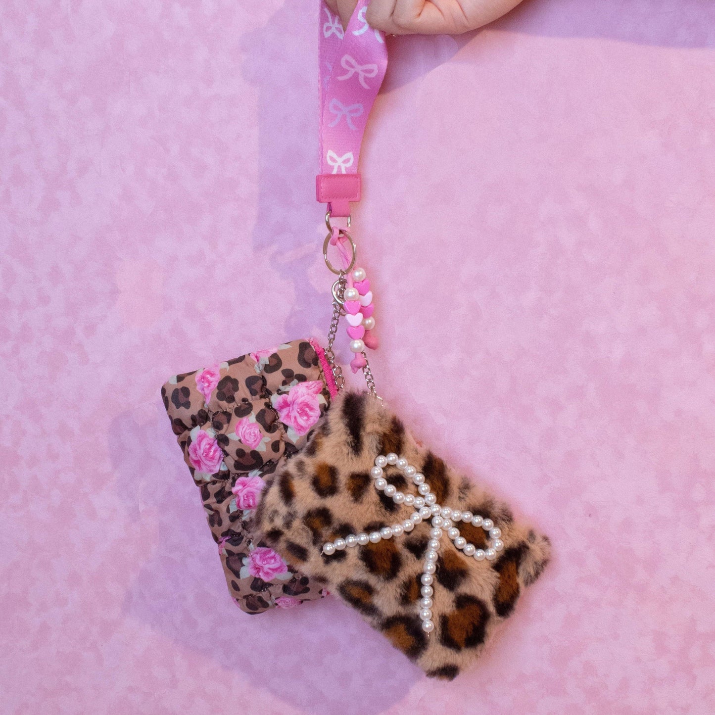 Quilted Scrunchies Leopard Pouch + Keychain Set
