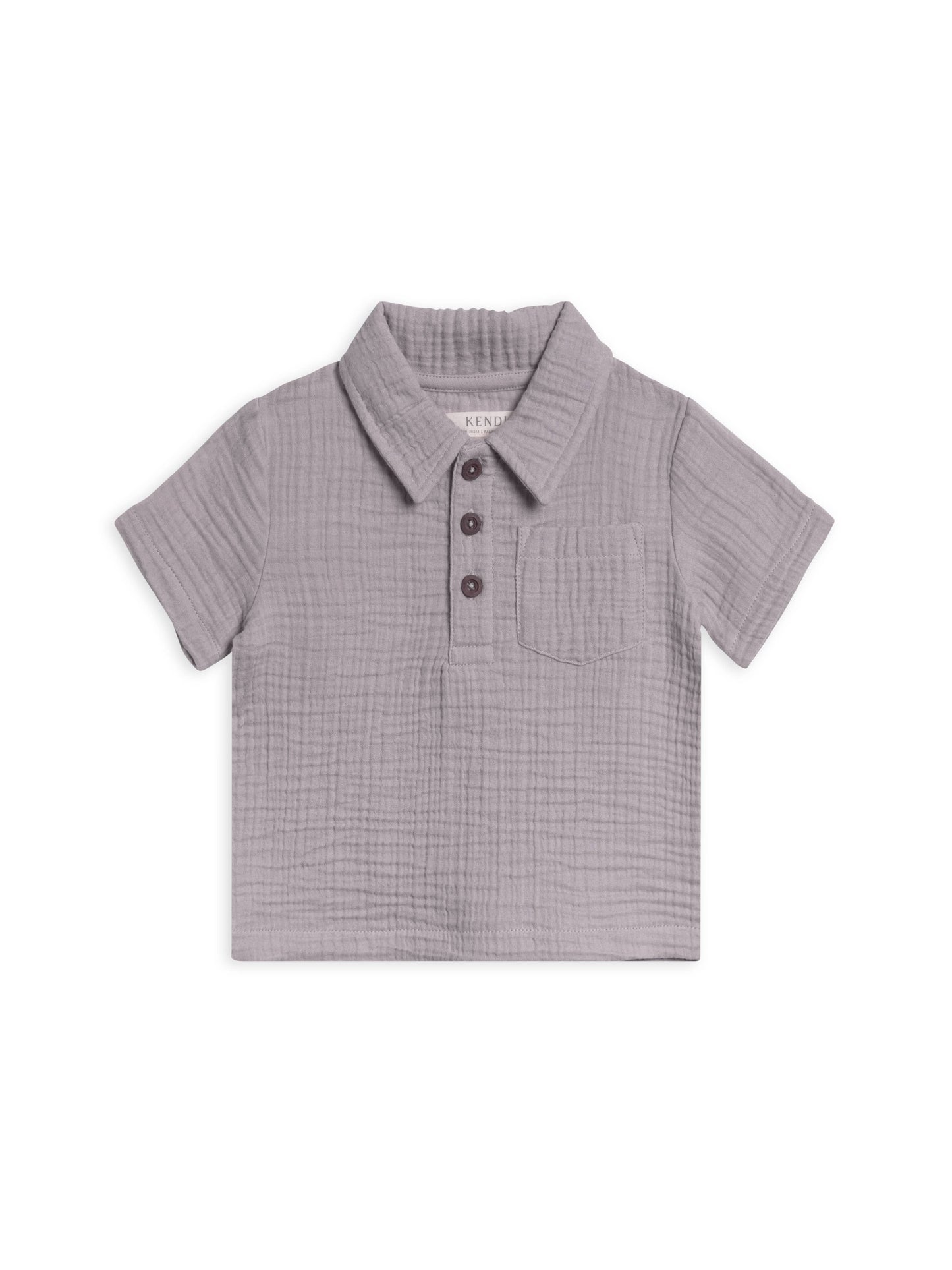 Ezra Muslin Short Sleeve Polo in Lilla