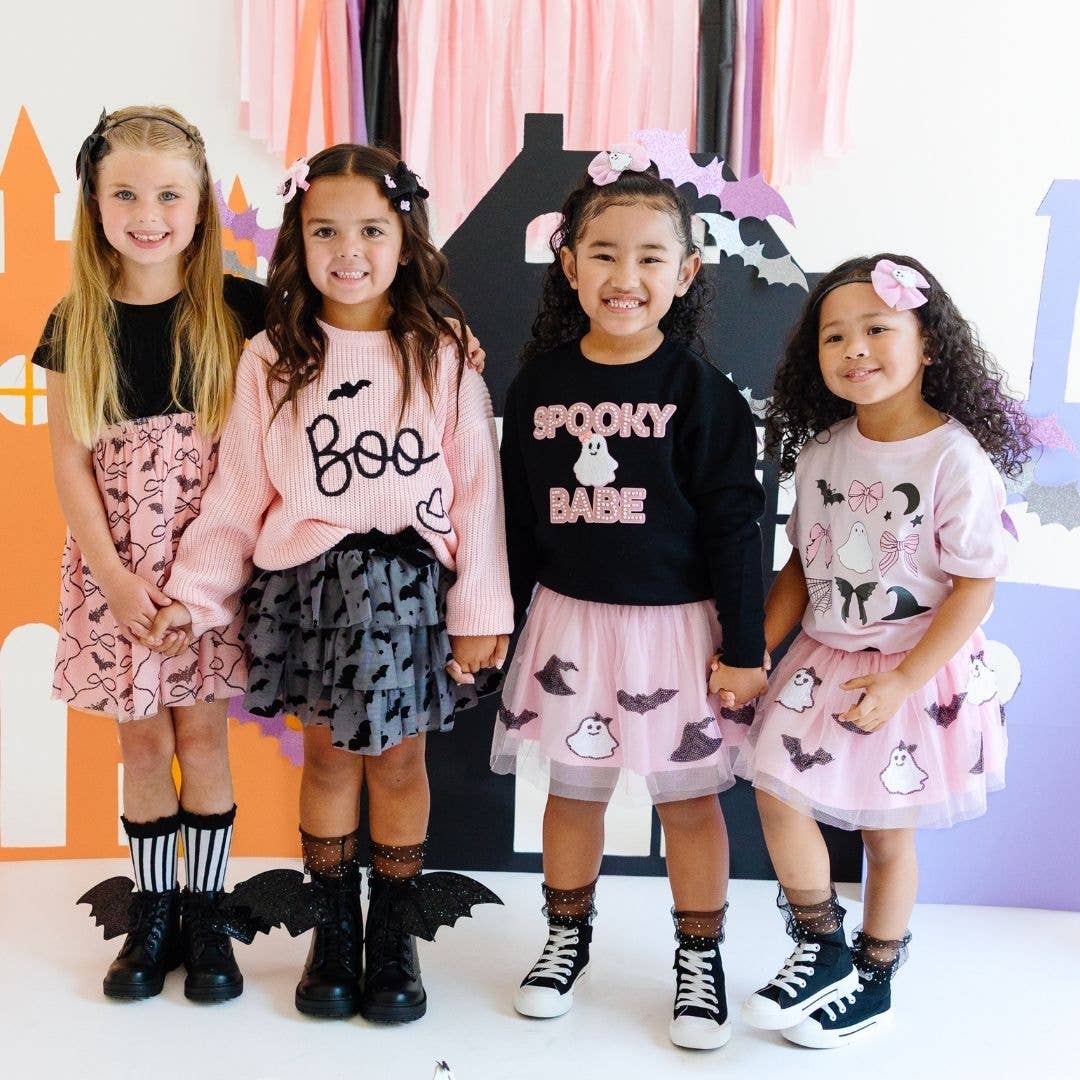Flocked Bats Bow Tiered Tutu