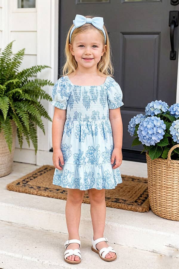 Blue Floral Smocked Top Dress (Baby)