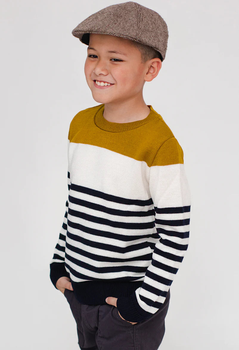 Colorblock Striped Knit Sweater
