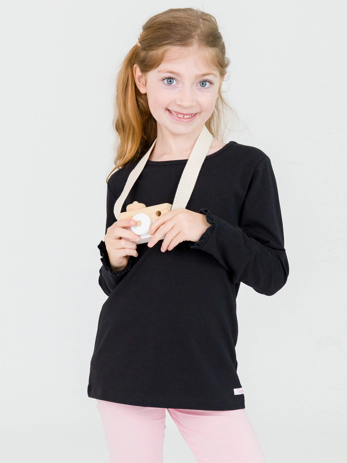 Black Knit Long Sleeve Ruffle Top