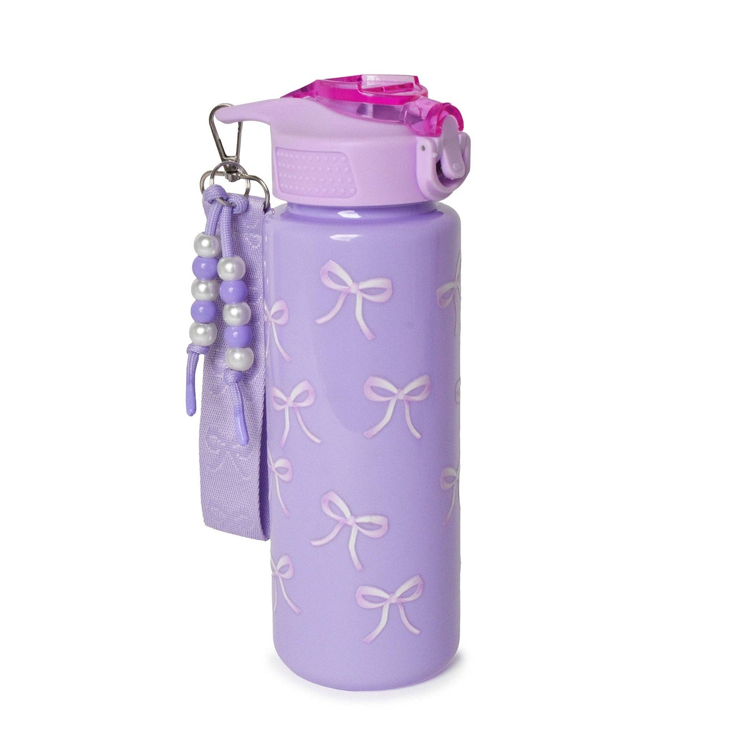Bow Printed Lavender Water Bottle with Wristlet