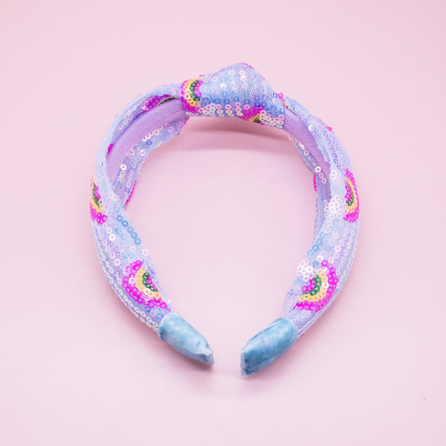 Light Blue Sequin Rainbow Headband