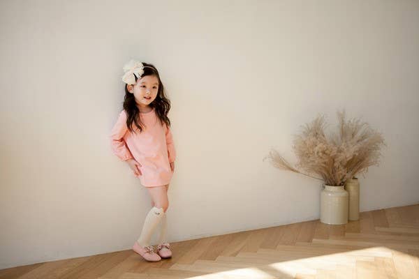 Pink Tunic With Ivory Ribbon Back