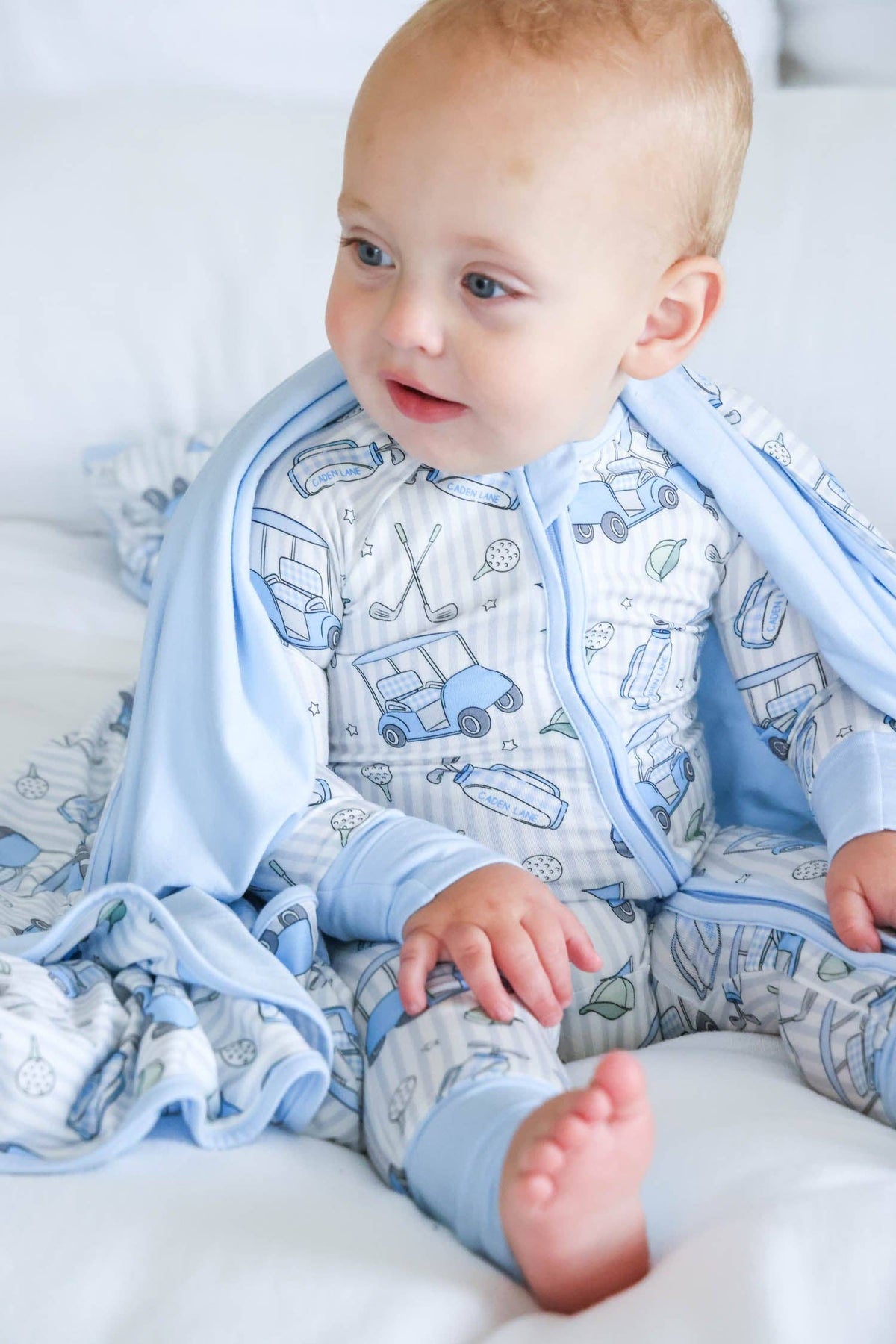 Caddie Crew Blue Convertible Bamboo Zip Romper