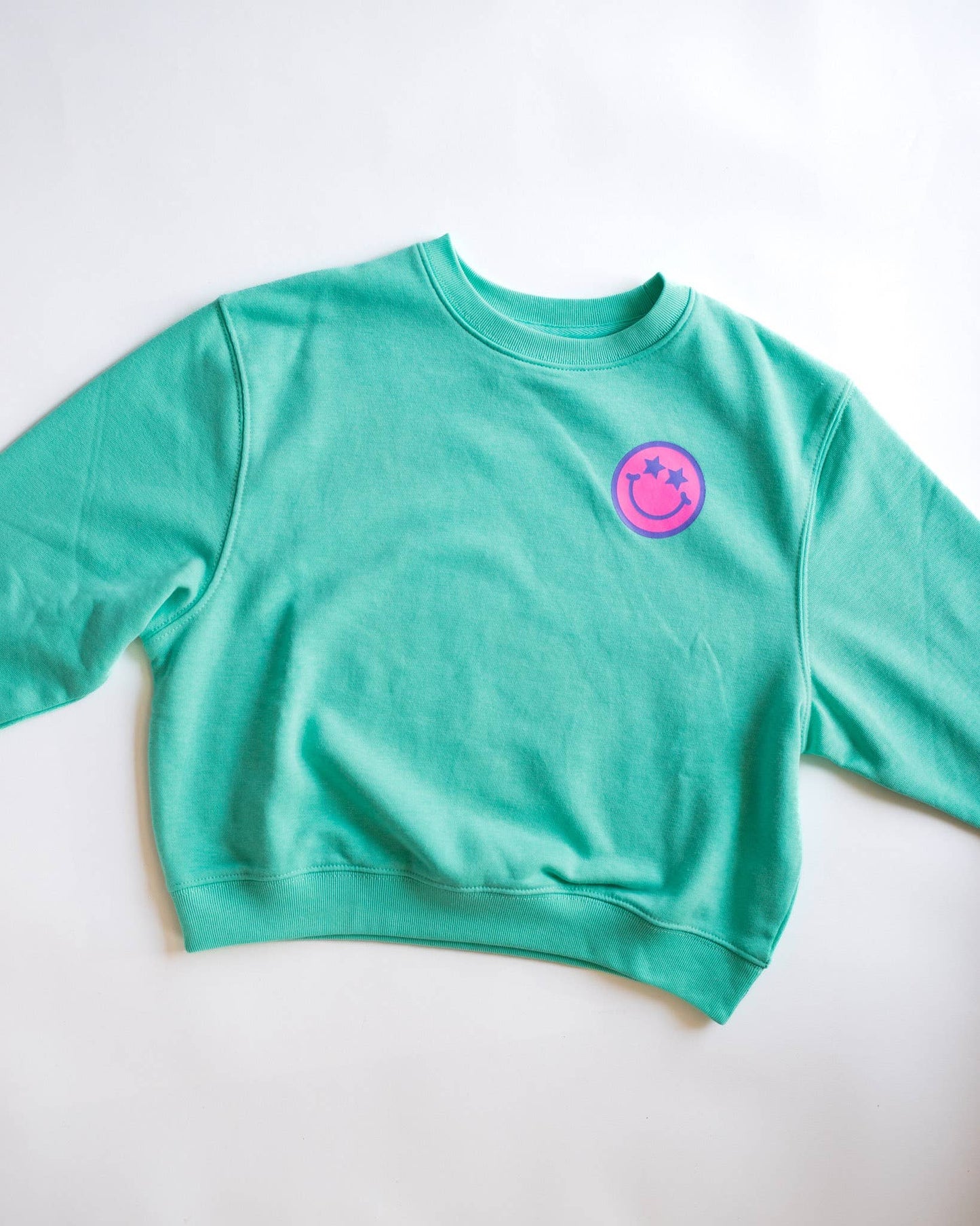 Anything is Possible Smiley Sweatshirt in Aqua