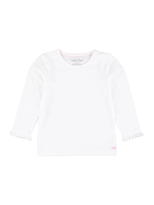 White Knit Long Sleeve Ruffle Top