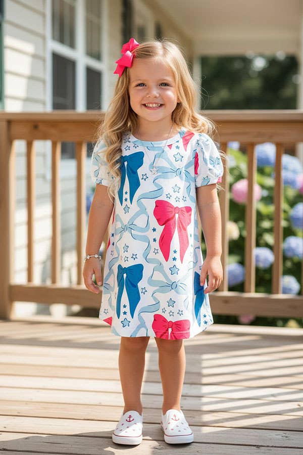 Blue + Pink Bows Dress