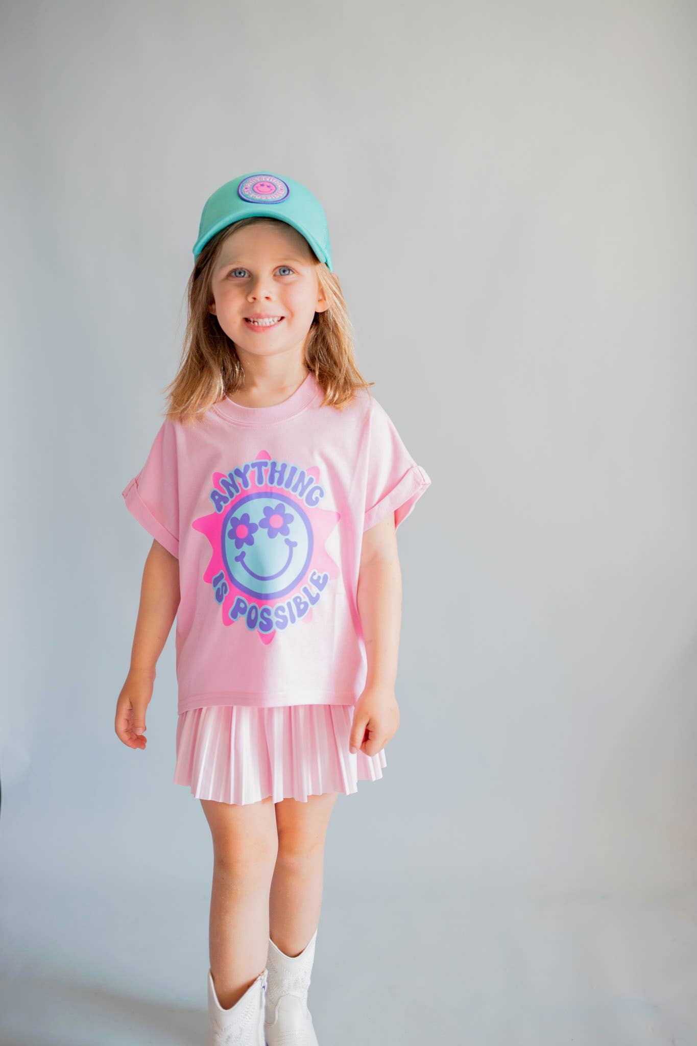 Anything is Possible Printed Tee in Bubble Gum