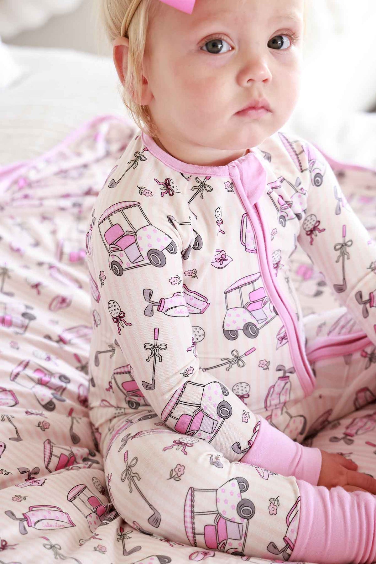 Caddie Crew Pink Convertible Bamboo Zip Romper
