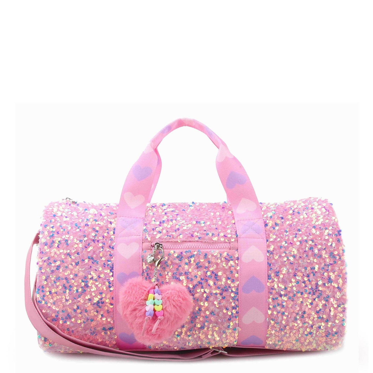 Sequin Large Duffle Bag with Heart Charm