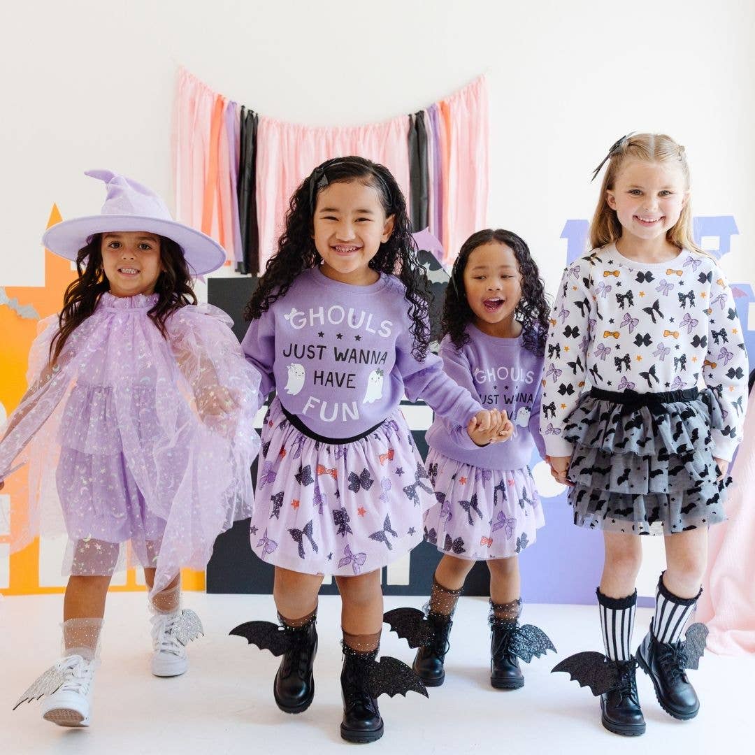 Flocked Bats Bow Tiered Tutu