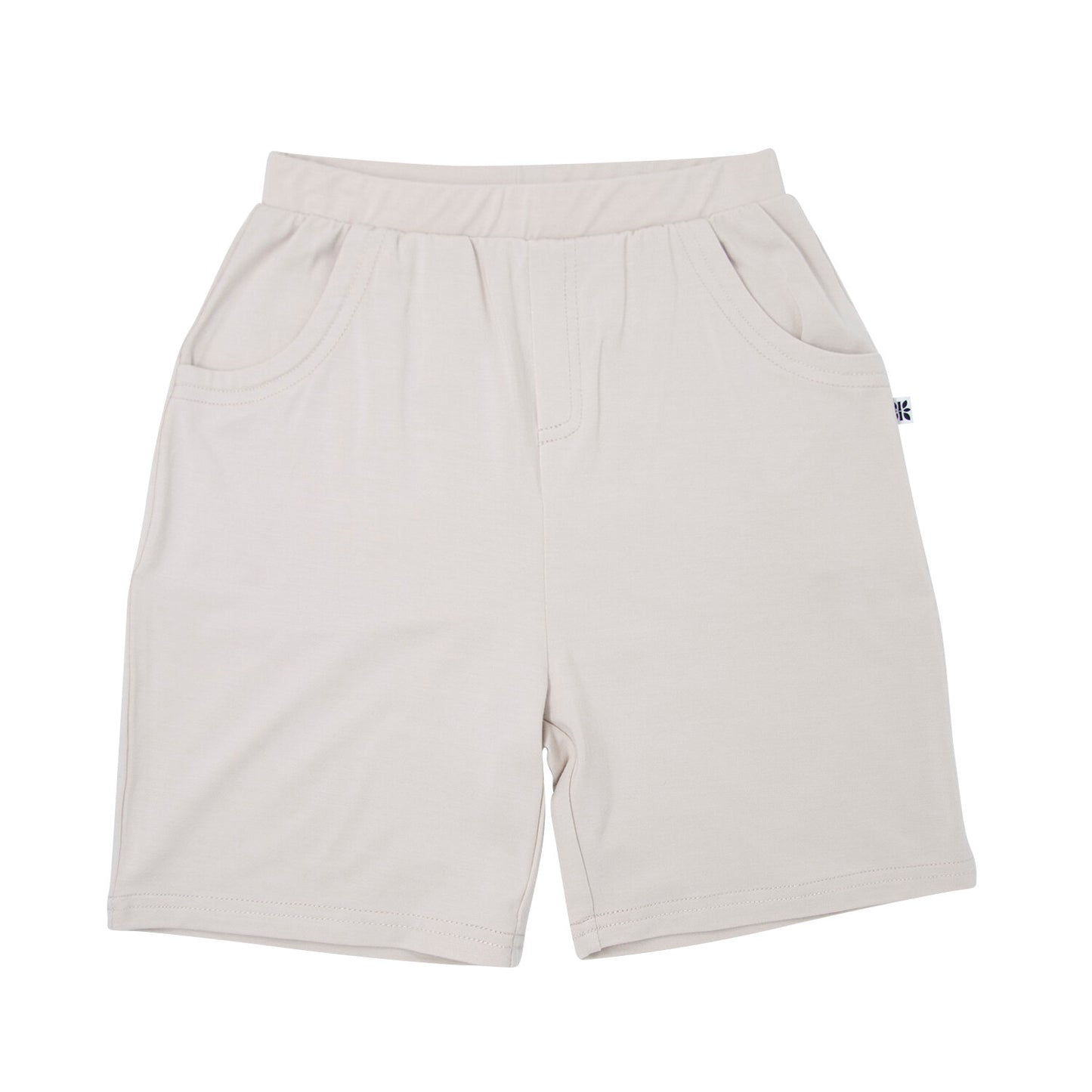 Pumice Classic Bamboo Shorts. Features elastic waist and back pockets. A RUE + ROE favorite! Machine washable and dryable. 95% Viscose from Bamboo 5% Spandex.