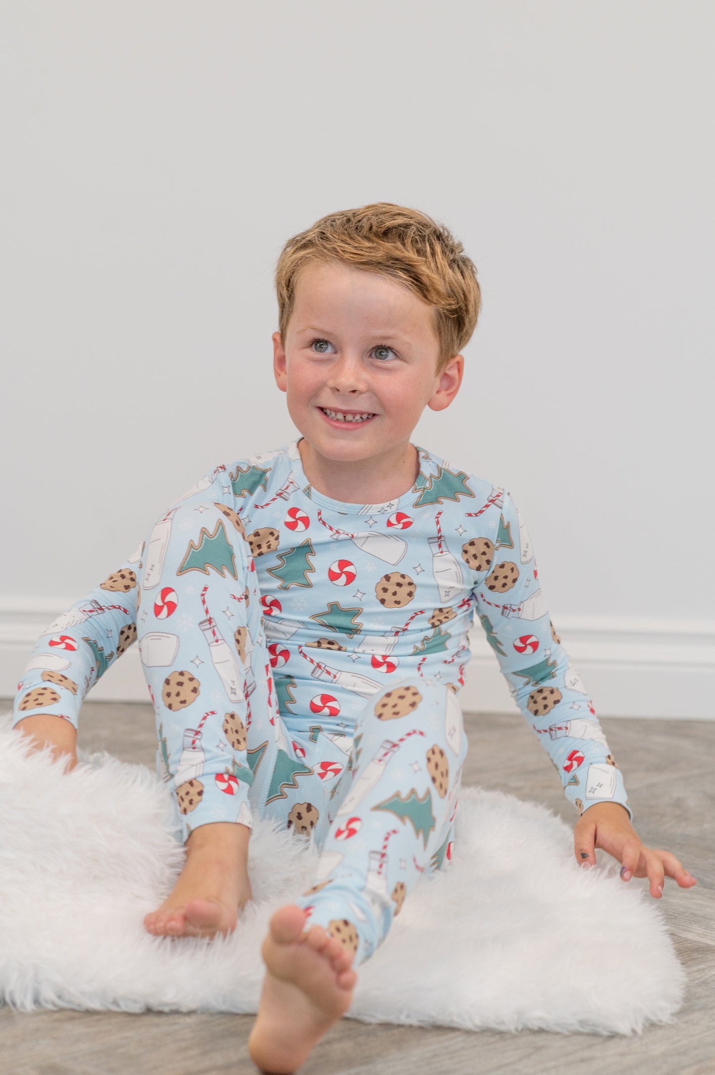Santa's Cookies Blue Bamboo Pajama Set