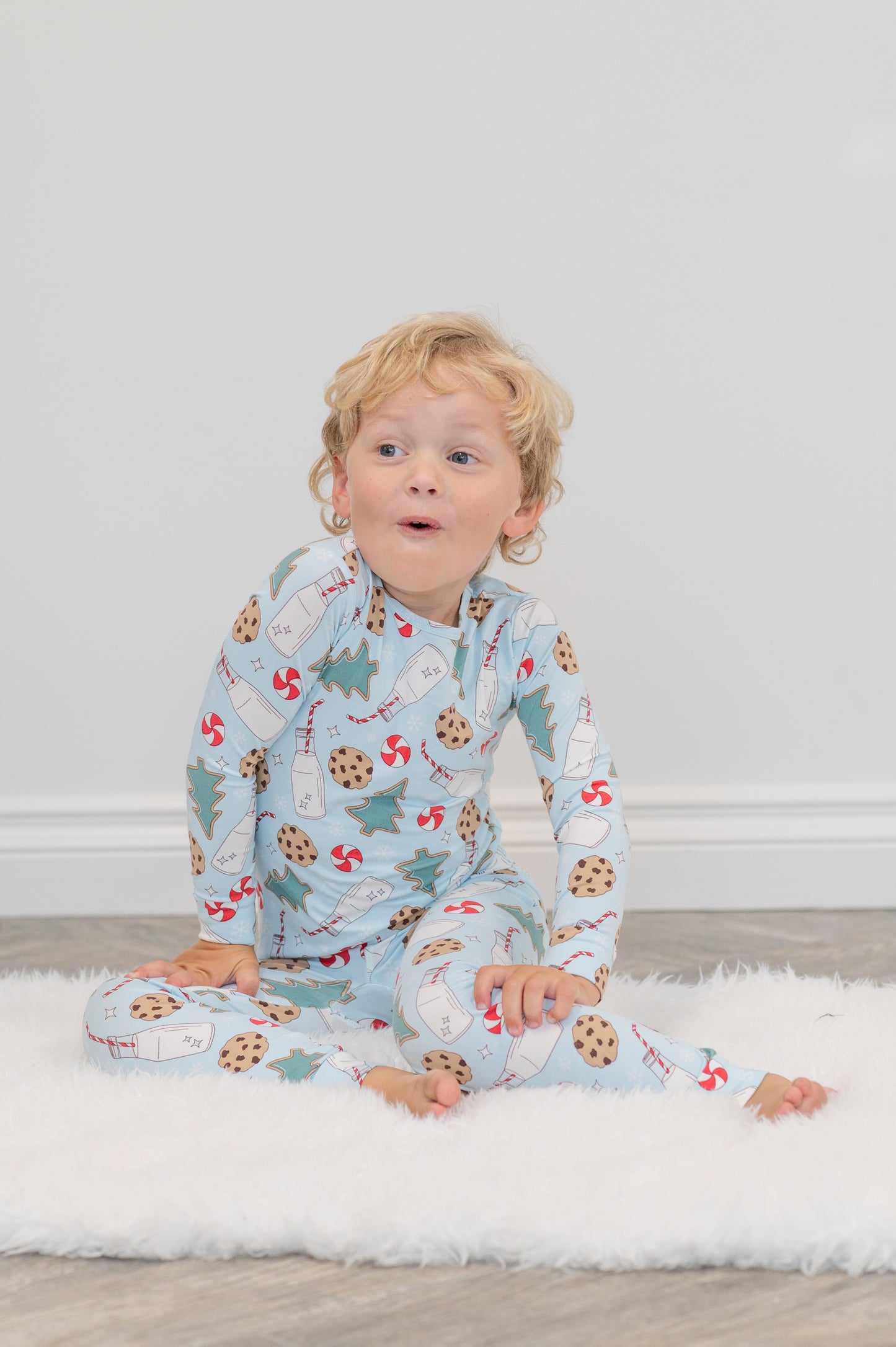 Santa's Cookies Blue Bamboo Pajama Set