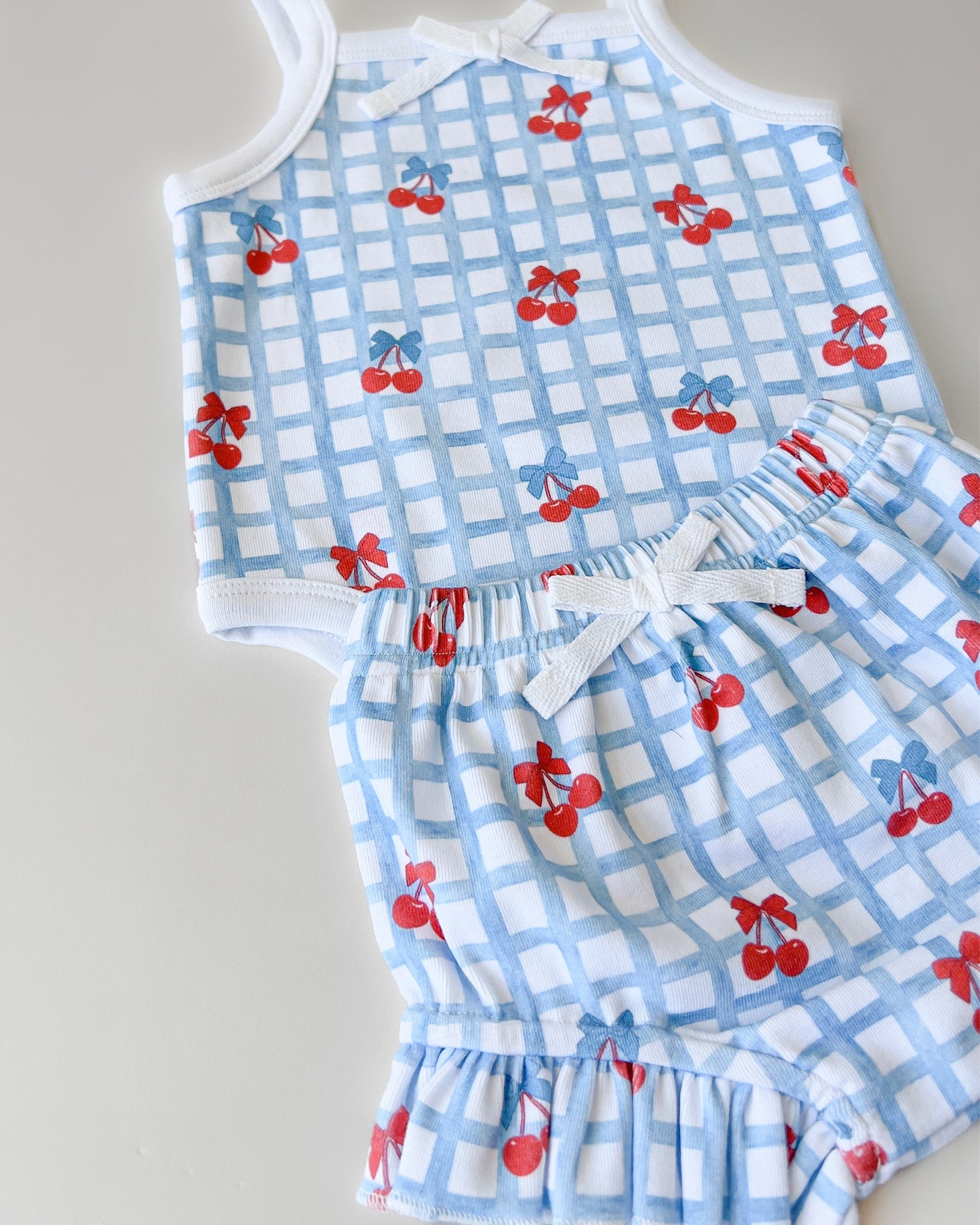 Gingham Cherry Shorts Set