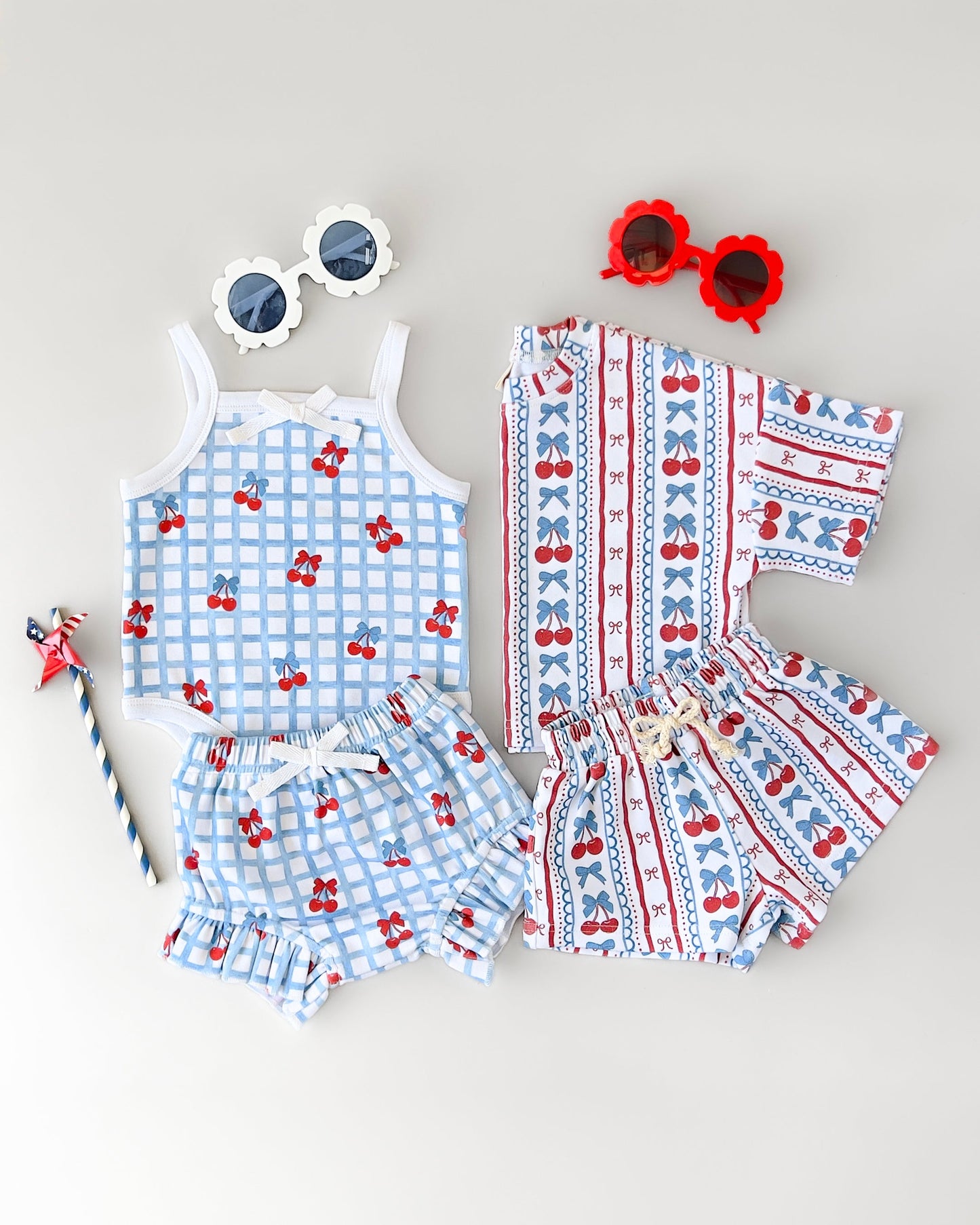 Gingham Cherry Shorts Set
