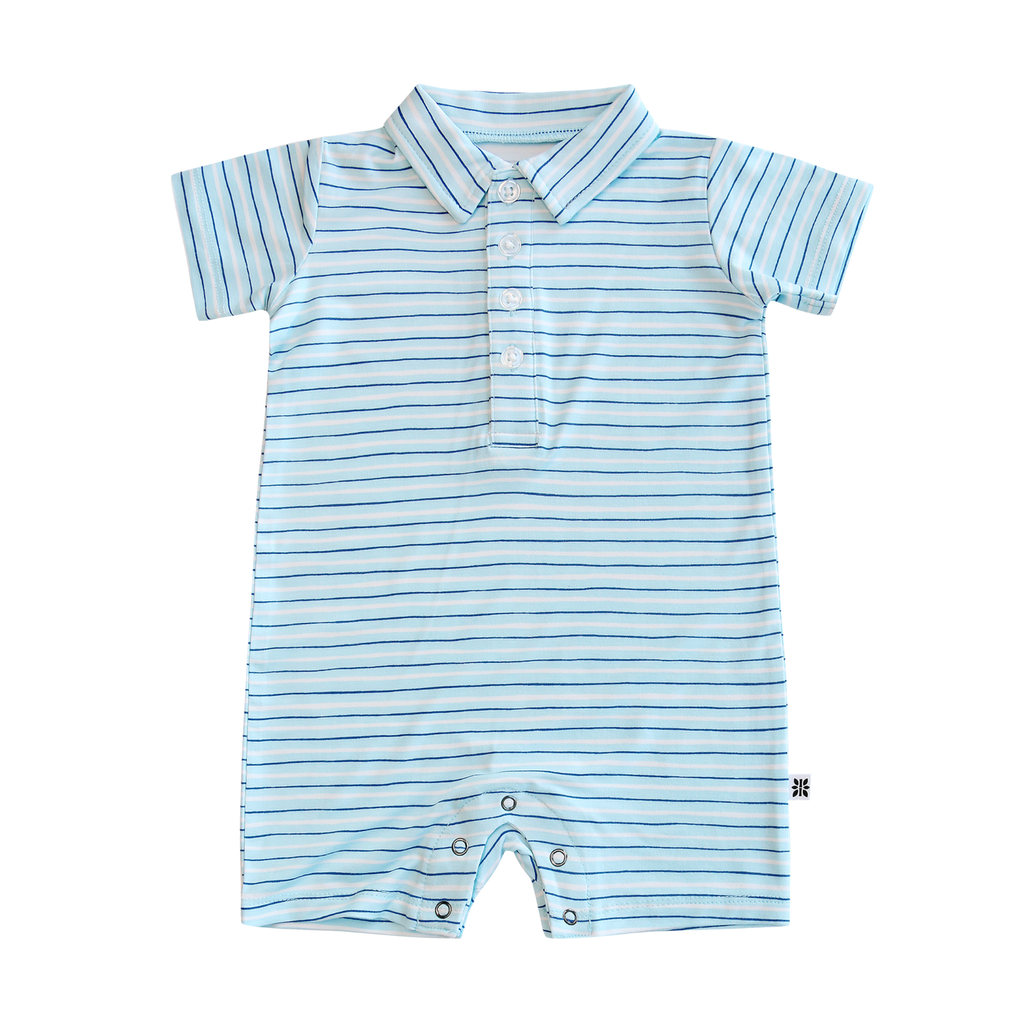 Blue Stripe Bamboo Polo Romper