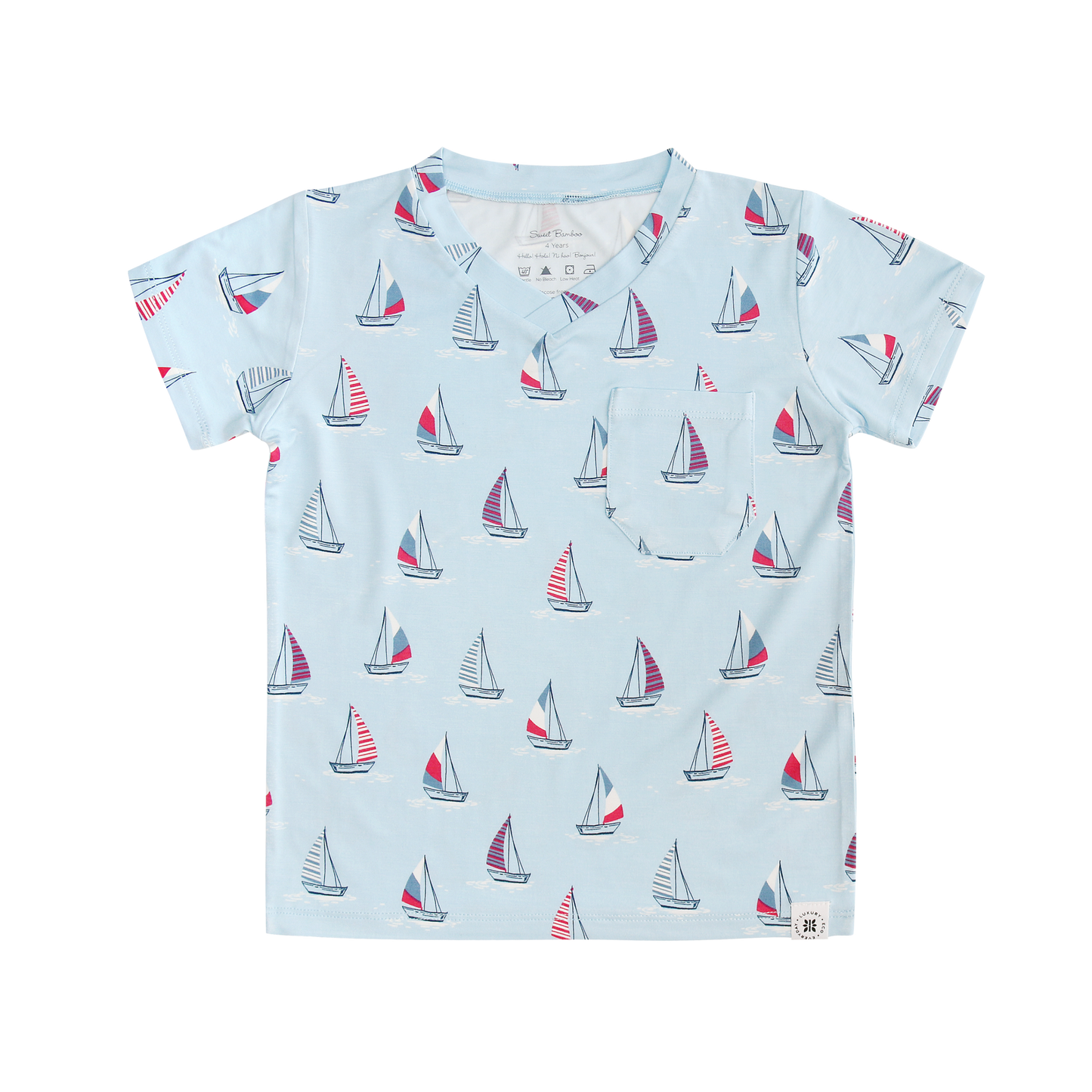 Sailboats V-Neck Bamboo Tee