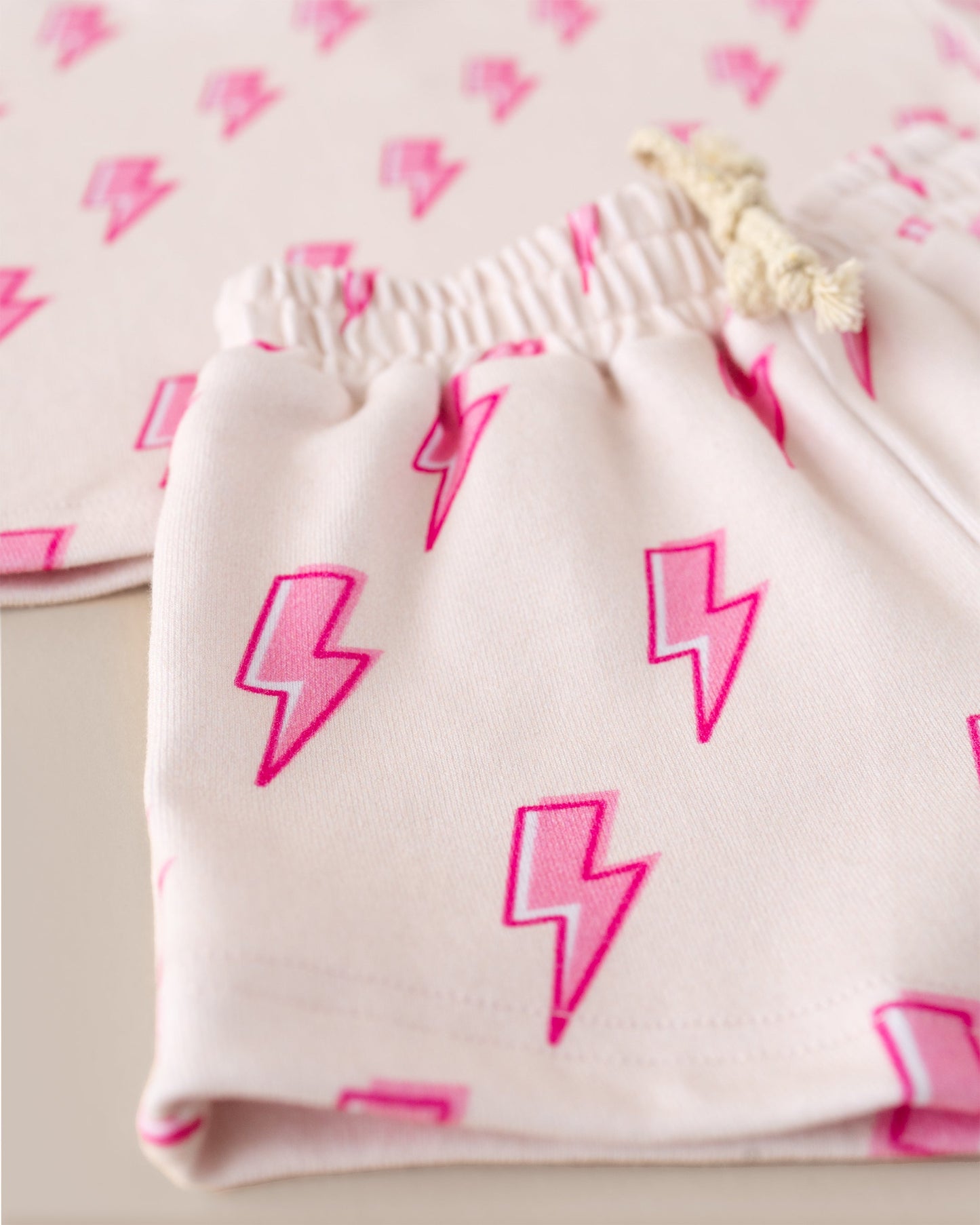 Pink Bolts Shorts Set
