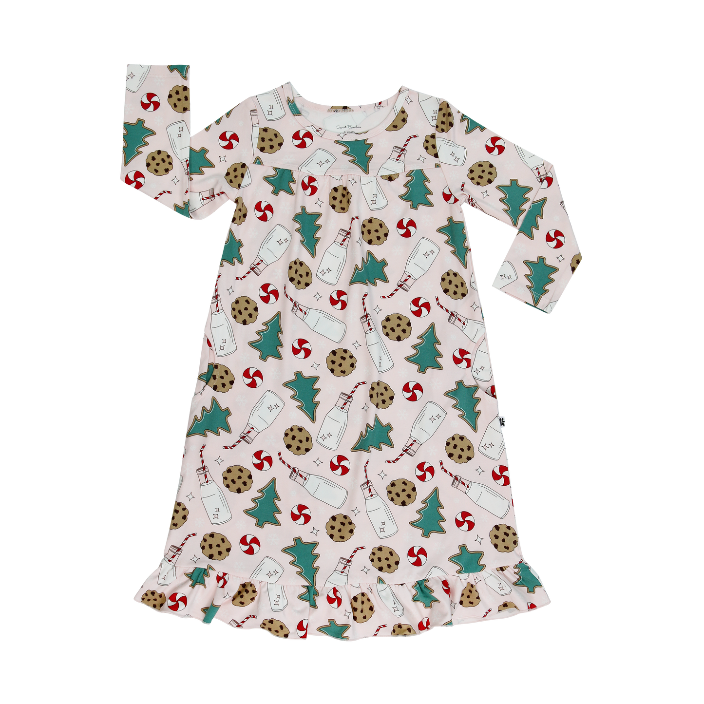 Santa's Cookies Pink Bamboo Boho Dress