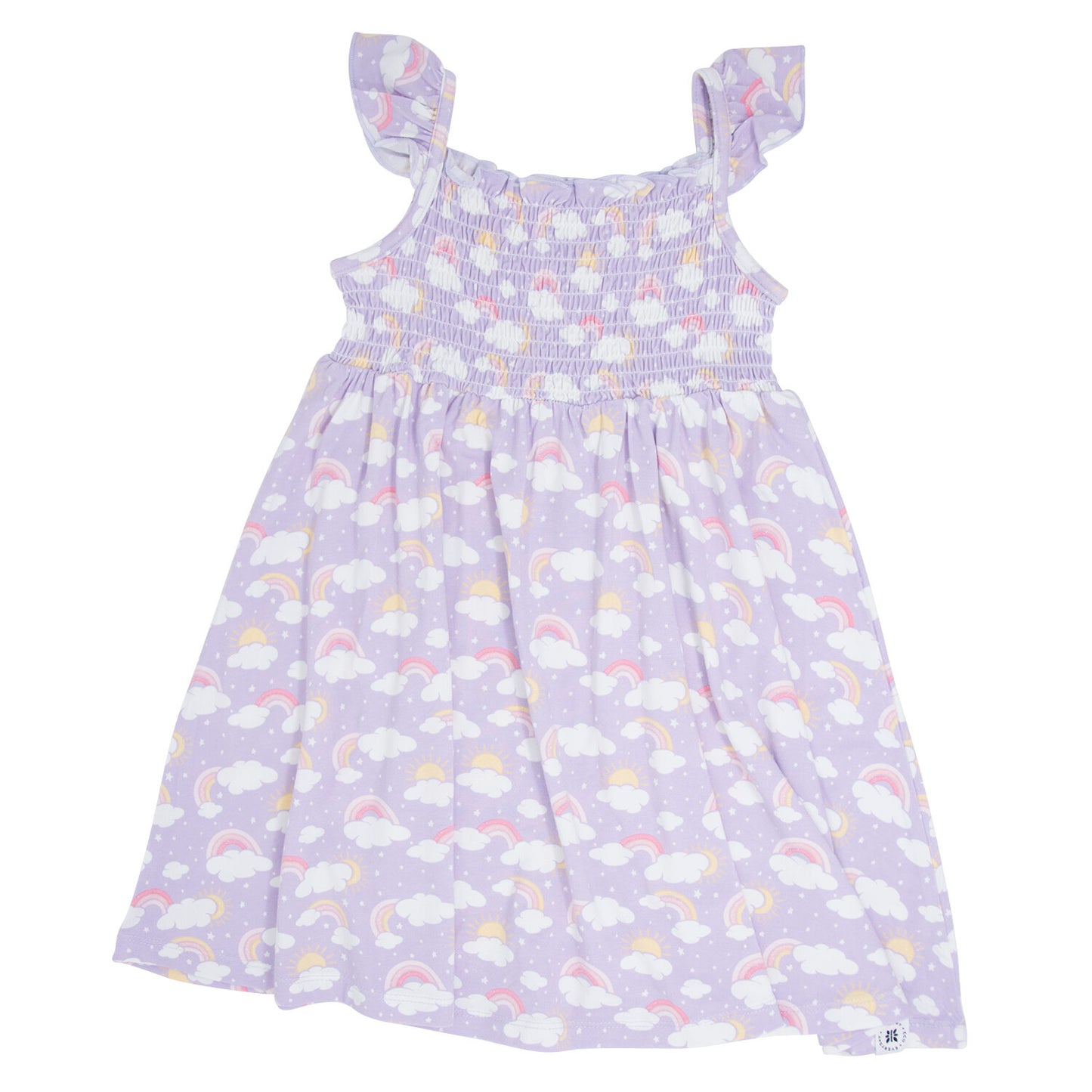 Rainbow Clouds Bamboo Smocked Flutter Dress