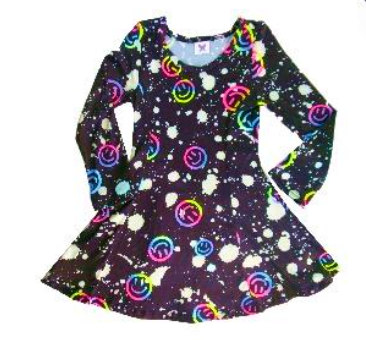 Black Smile L/S Fit + Flare Dress