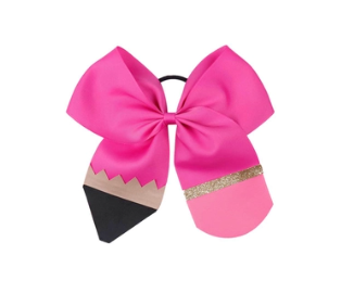 Hot Pink Pencil Bow Hair Elastic