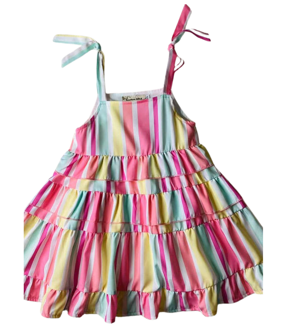Multi Stripe Serape Tiered Dress