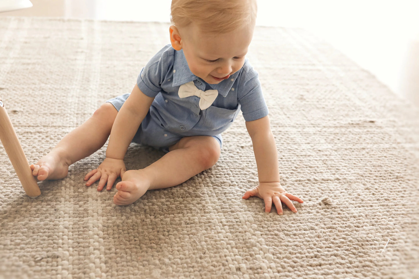 Isla Bowtie Chambray Baby Romper